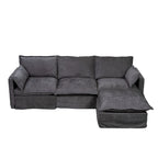 Canapé sectionnel modulaire en similicoton de 93,31 po avec pouf amovible, cadre en bois massif et coussins en mousse haute résilience