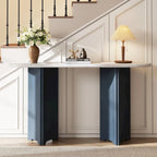 Table console de 53,9 po avec plateau en faux marbre et base en bois