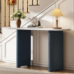 Table console de 53,9 po avec plateau en faux marbre et base en bois