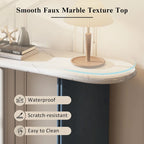 Table console de 53,9 po avec plateau en faux marbre et base en bois