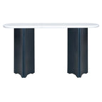 Table console de 53,9 po avec plateau en faux marbre et base en bois