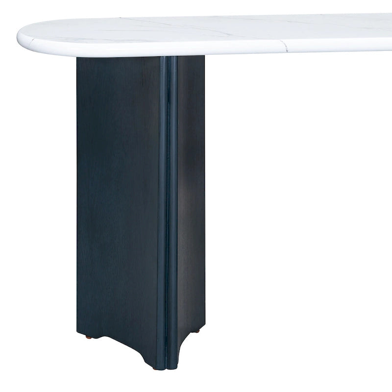 Table console de 53,9 po avec plateau en faux marbre et base en bois