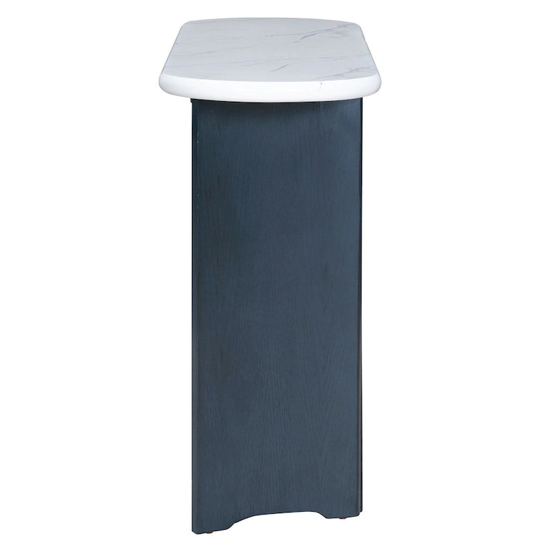 Table console de 53,9 po avec plateau en faux marbre et base en bois