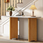 Table console de 53,9 po avec plateau en faux marbre et base en bois