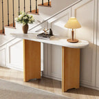 Table console de 53,9 po avec plateau en faux marbre et base en bois