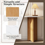 Table console de 53,9 po avec plateau en faux marbre et base en bois