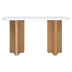 Table console de 53,9 po avec plateau en faux marbre et base en bois