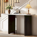 Table console de 53,9 po avec plateau en faux marbre et base en bois