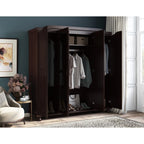 Armoire-penderie Kyle à 4 portes en bois massif 100 % Palace Imports, avec portes en bois massif ou miroir