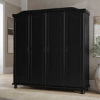 Armoire-penderie Kyle à 4 portes en bois massif 100 % Palace Imports, avec portes en bois massif ou miroir
