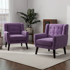 Lot de 2 fauteuils d'appoint en velours pour salon