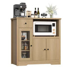 Meuble de rangement pour micro-ondes de cuisine avec 3 portes, 1 tiroir et étagères réglables, Armoire de rangement pour garde-manger