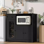 Meuble de rangement pour micro-ondes de cuisine avec 3 portes, 1 tiroir et étagères réglables, Armoire de rangement pour garde-manger