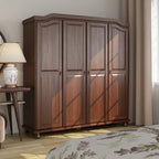Armoire-penderie Kyle à 4 portes en bois massif 100 % Palace Imports, avec portes en bois massif ou miroir