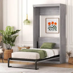 Lit escamotable une place, peut être replié en armoire, gris