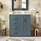 Meuble-lavabo simple de 30 po avec armoire et 3 tiroirs – Noir / Bleu / Vert / Indigo / Blanc