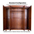 Armoire-penderie Kyle à 4 portes en bois massif 100 % Palace Imports, avec portes en bois massif ou miroir