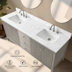 Meuble-lavabo de salle de bain Vanity Art 72 po à double vasque avec dessus en marbre reconstitué