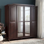 Armoire-penderie Kyle à 4 portes en bois massif 100 % Palace Imports, avec portes en bois massif ou miroir