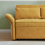 Canapé-lit convertible en tissu chenille jaune - 39,00 x 53,50 x 31,50