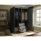 Armoire Palace Imports Cosmo à 3 portes en bois massif à 100 %, avec portes en bois massif ou miroirs