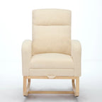 Fauteuil à bascule moderne à dossier haut rembourré de 29,5 po avec pieds en bois massif et repose-pieds réglable