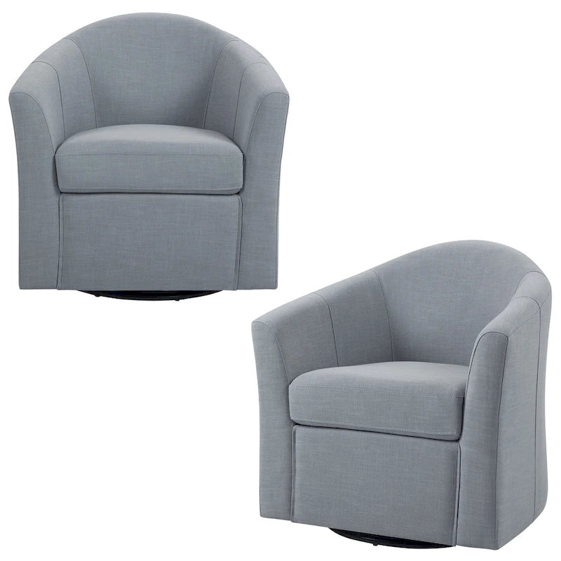 Lot de 2 fauteuils d’appoint modernes pivotants en forme de tonneau, rembourrés, pour le salon