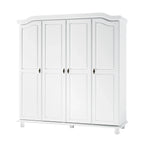 Armoire-penderie Kyle à 4 portes en bois massif 100 % Palace Imports, avec portes en bois massif ou miroir