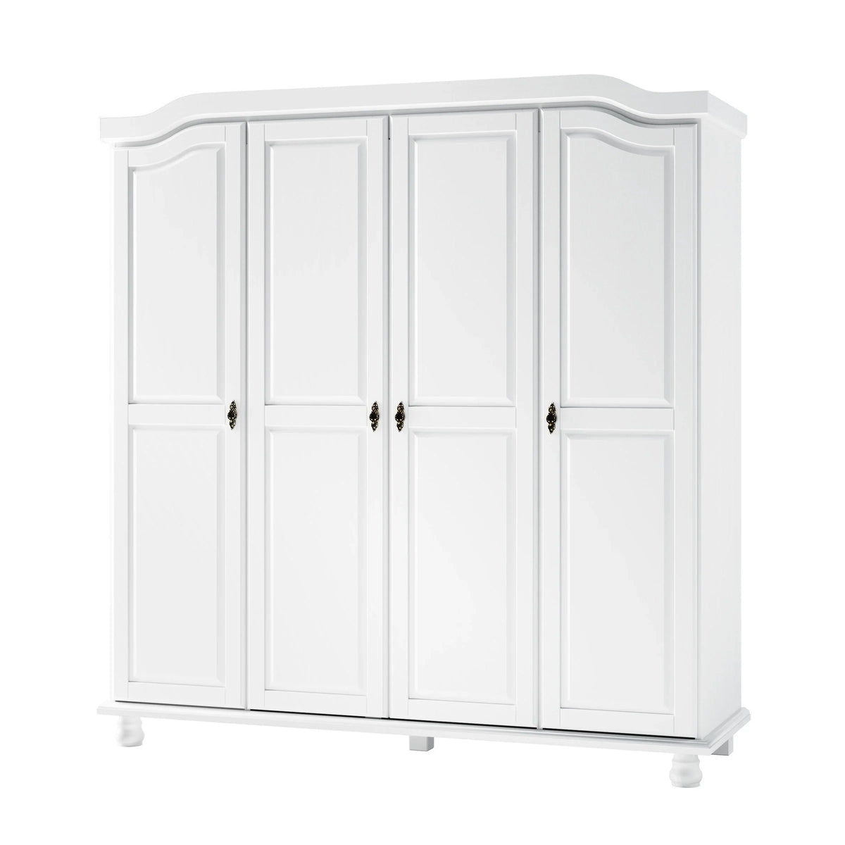 Armoire-penderie Kyle à 4 portes en bois massif 100 % Palace Imports, avec portes en bois massif ou miroir