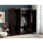 Armoire-penderie Kyle à 4 portes en bois massif 100 % Palace Imports, avec portes en bois massif ou miroir