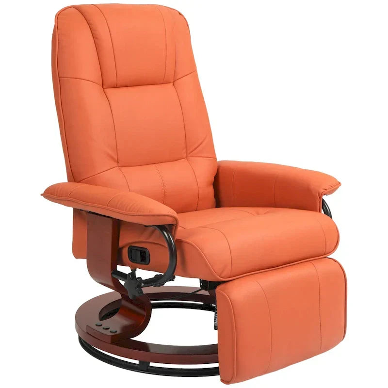 Fauteuil inclinable HomCom en similicuir avec base pivotante manuelle réglable et repose-pieds confortable et relaxant
