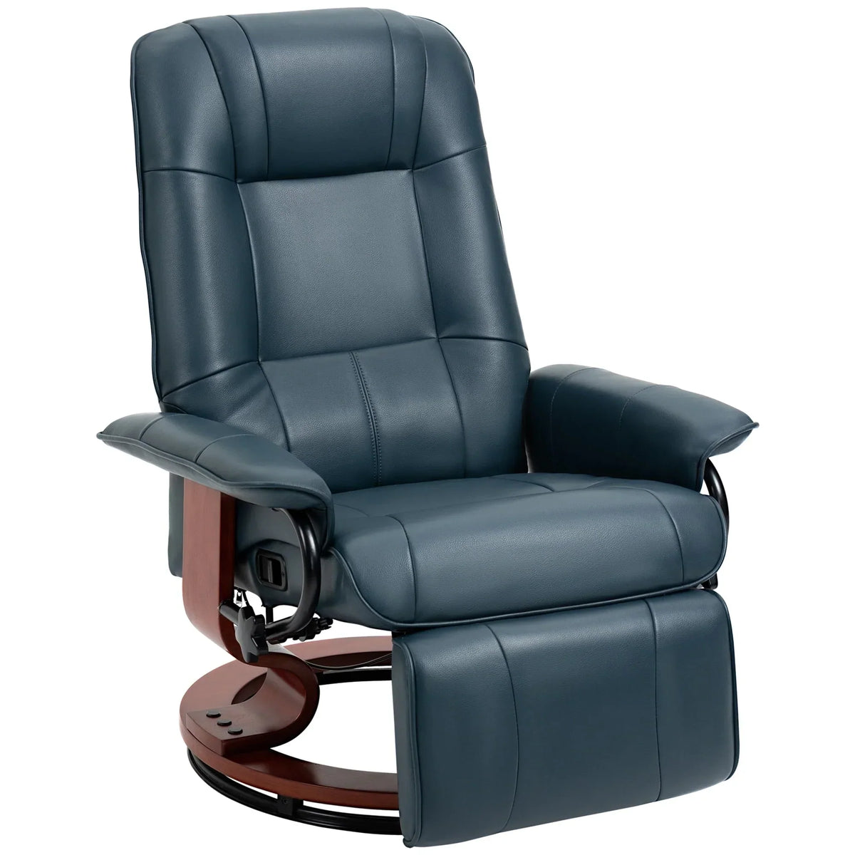 Fauteuil inclinable HomCom en similicuir avec base pivotante manuelle réglable et repose-pieds confortable et relaxant