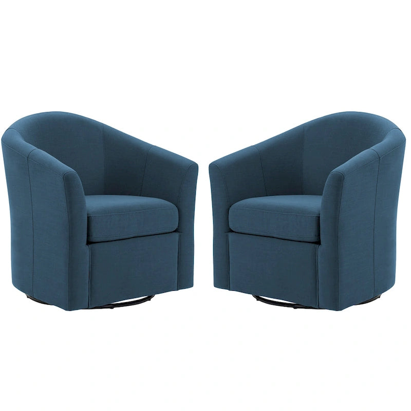 Lot de 2 fauteuils d’appoint modernes pivotants en forme de tonneau, rembourrés, pour le salon