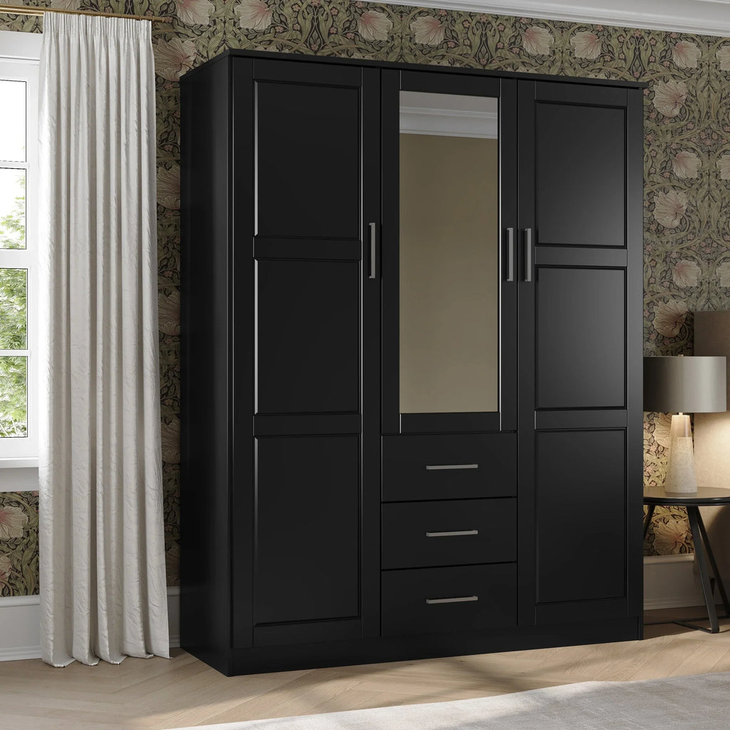 Armoire Palace Imports Cosmo à 3 portes en bois massif à 100 %, avec portes en bois massif ou miroirs