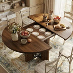Table à manger ronde extensible 47-63 pour 4-8 personnes, table de cuisine extensible en bois de style ferme avec cadre métallique, ovale peu encombrante pour appartement, gris rétro