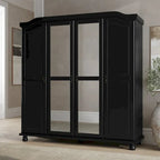 Armoire-penderie Kyle à 4 portes en bois massif 100 % Palace Imports, avec portes en bois massif ou miroir