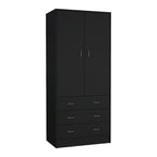 Grande Armoire Moderne à Deux Portes avec 3 Tiroirs et 1 Tringle pour Chambre à Coucher