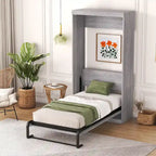 Lit escamotable une place, peut être replié en armoire, gris