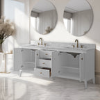 Meuble-lavabo de salle de bain Vanity Art 72 po à double vasque avec dessus en marbre reconstitué