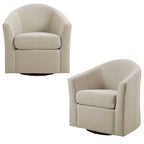 Lot de 2 fauteuils d’appoint modernes pivotants en forme de tonneau, rembourrés, pour le salon