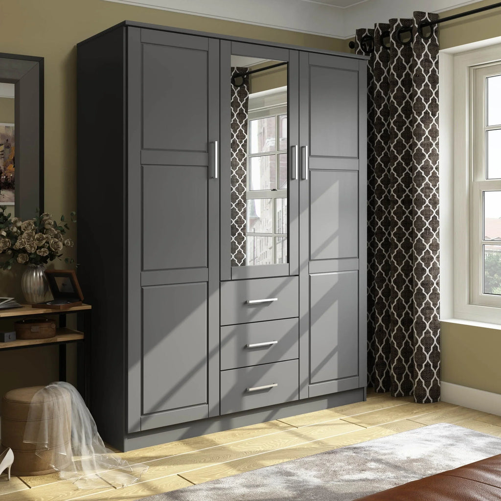 Armoire Palace Imports Cosmo à 3 portes en bois massif à 100 %, avec portes en bois massif ou miroirs