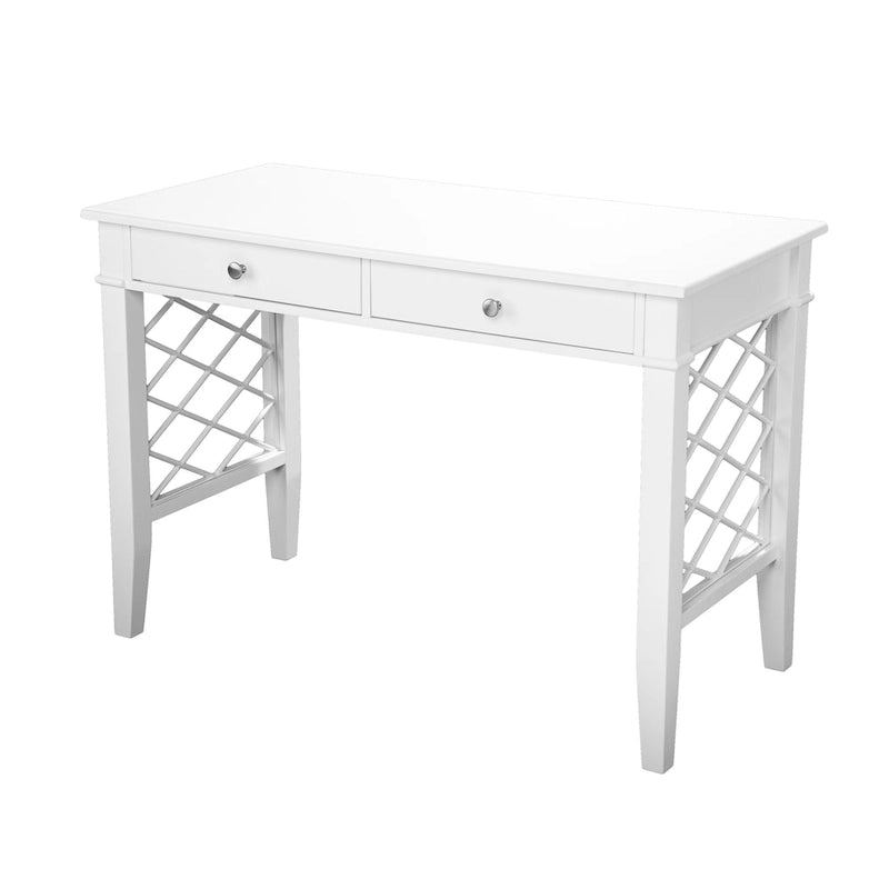 Bureau d'écriture blanc avec tiroir de rangement, Bureau moderne pour la maison, Design compact