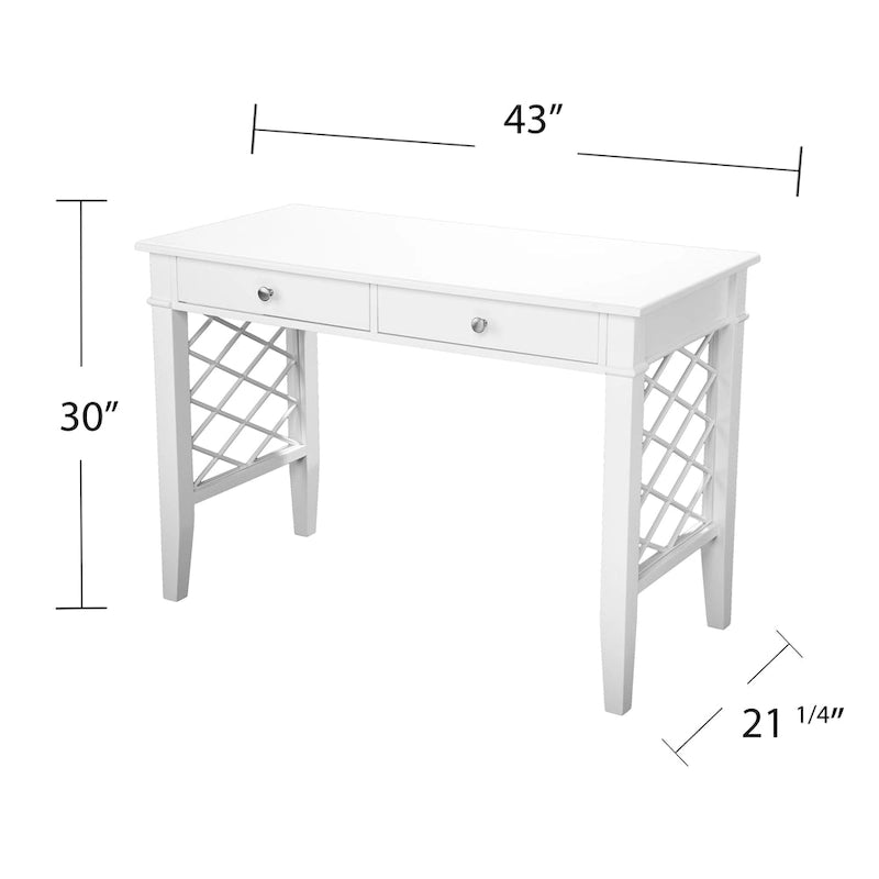 Bureau d'écriture blanc avec tiroir de rangement, Bureau moderne pour la maison, Design compact
