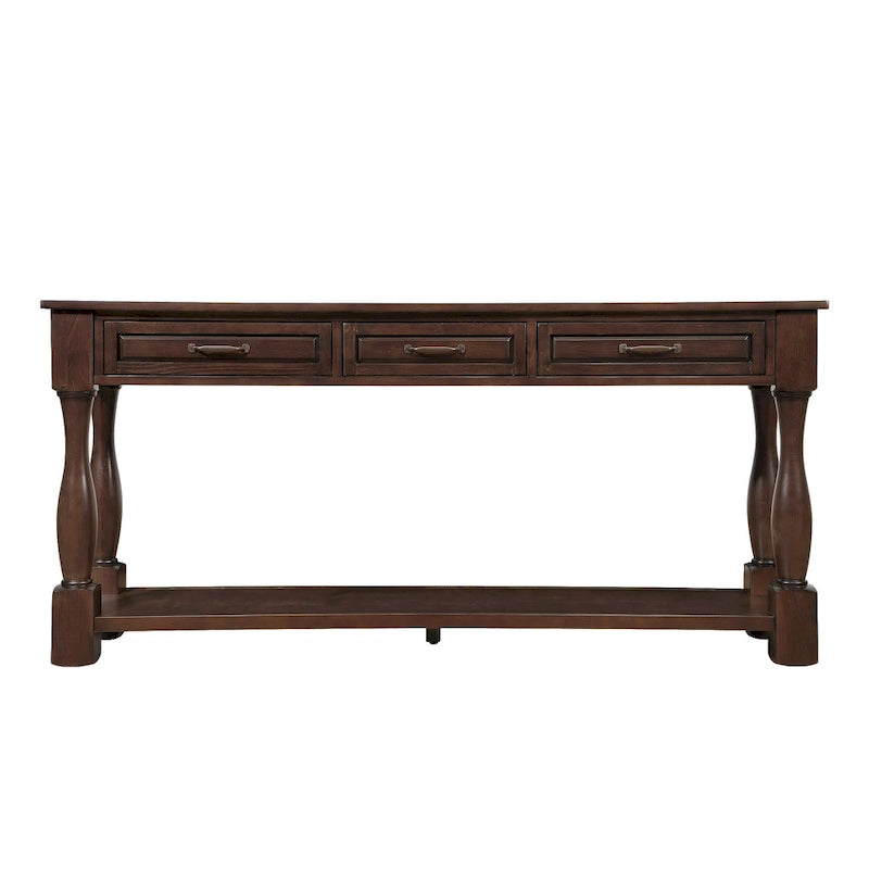 Longue console en bois avec 3 tiroirs et 1 étagère inférieure
