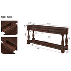 Longue console en bois avec 3 tiroirs et 1 étagère inférieure