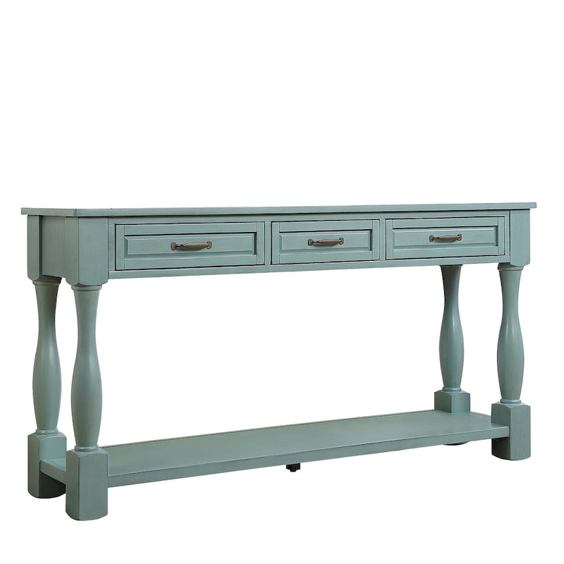 Longue console en bois avec 3 tiroirs et 1 étagère inférieure