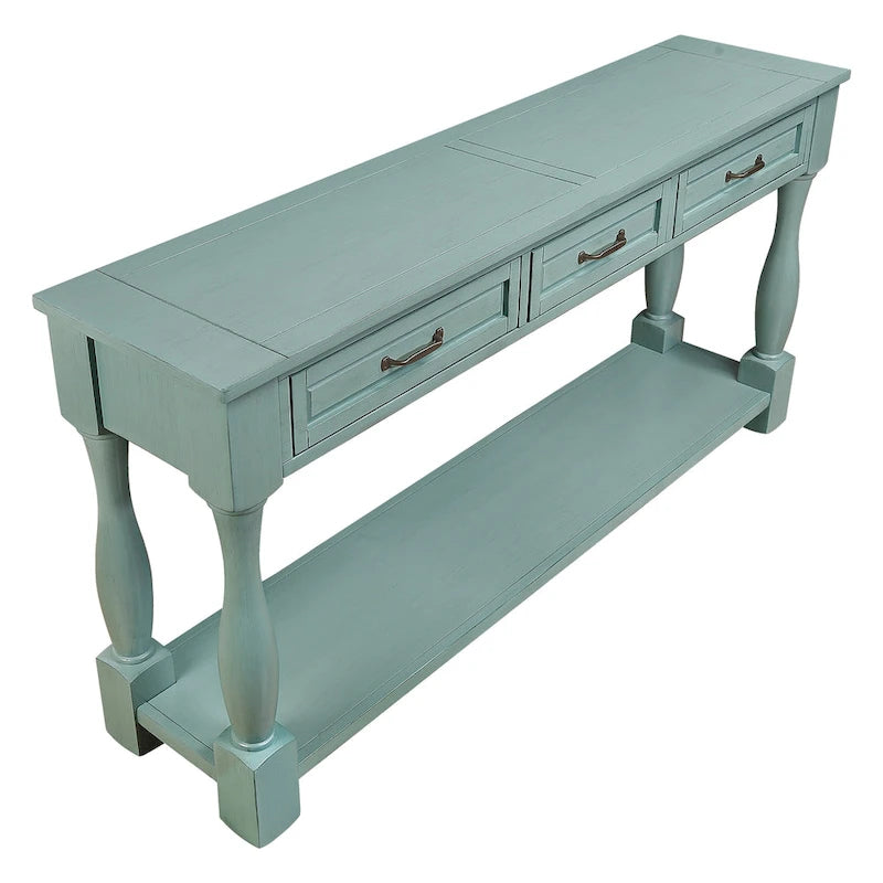 Longue console en bois avec 3 tiroirs et 1 étagère inférieure