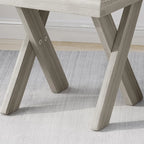 Table d'appoint de ferme en bois d'acacia avec base croisée, finition teck sablé, 18"x18"x18"