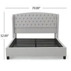 Ensemble de lit queen tapissé en tissu tufté, lit plateforme moderne du milieu du siècle avec tête de lit