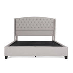 Ensemble de lit queen tapissé en tissu tufté, lit plateforme moderne du milieu du siècle avec tête de lit